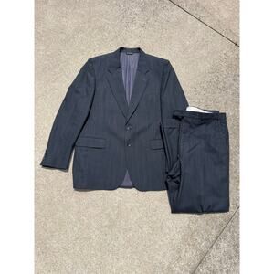 Vtg‎ Coburne Square Suit Men Chest 46 Pinstripe Wool Two Button Jacket Trousers